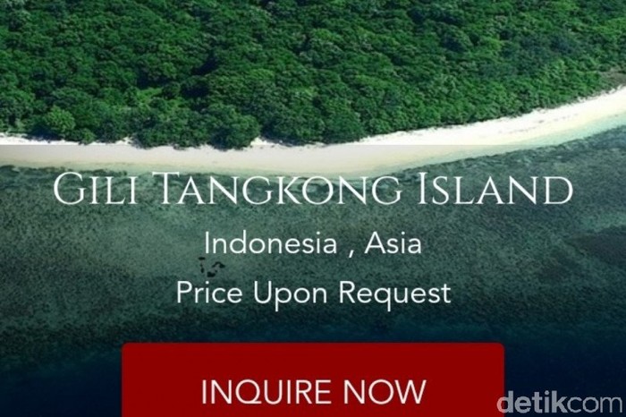 Pulau atau Gili Tangkong, Lombok dijual online.