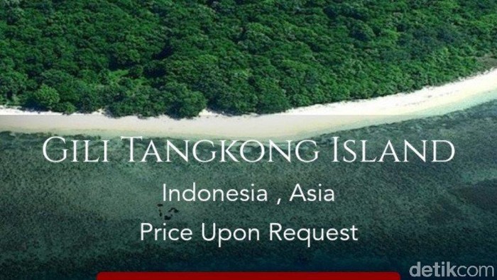Pulau atau Gili Tangkong, Lombok dijual online.
