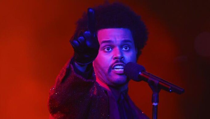The Weeknd performs performs during halftime of the NFL Super Bowl 55 football game between the Kansas City Chiefs and Tampa Bay Buccaneers, Sunday, Feb. 7, 2021, in Tampa, Fla. (AP Photo/Mark LoMoglio)