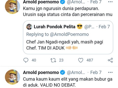 Valid No Debat! Chef Arnold Tegaskan Dirinya Tim Bubur Tak Diaduk