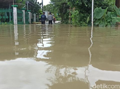 Banjir di Desa Prampelan, Kecamatan Sayung, Demak, Selasa (9/2/2021).