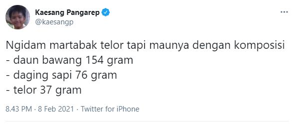 Kaesang Ngidam Martabak Telor, Bahannya Ribet Banget