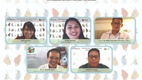 CEO The Borneo Orang Utan Survival Foundation (BOSF) Jamartin Sihite, Menteri Pariwisata dan Ekonomi Kreatif Sandiaga Uno dan President Director PT UniSadhuGuna Adhirama Gumay mengikuti acara pameran kreatif dan ajang penggalangan dana siswa UniSadhuGuna dengan tema Sustainable Nature for Better World yang digelar secara virtual di Jakarta, Seals (9/2).