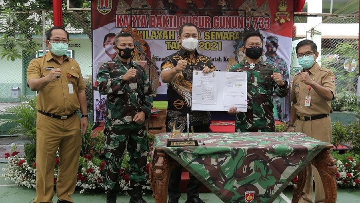 MoU Pemerintah Kota Semarang dan Kodim 0733/BS Semarang, yang ditandatangani di Aula Kodim 0733/BS Semarang,