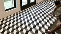 Lantai ini desain seakan-akan penuh dengan bata-bata. Padahal ini hanya desain gambar saja.