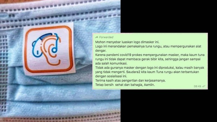 Masker berlogo khusus tunarungu Viral logo khusus penanda tunarungu pada masker.