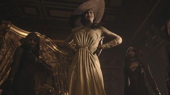 Alasan Lady Dimitrescu disukai karena sosoknya yang tetap mengintimidasi dan menakutkan meskipun penampilannya elegan, cantik dan seksi. Foto: (Capcom)