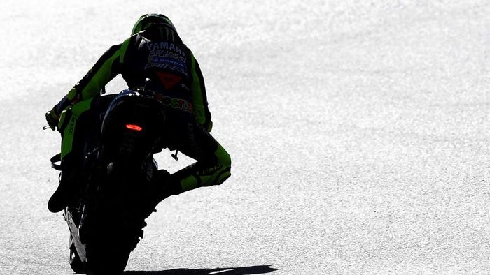 Valentino Rossi Monster Energy Yamahas Italian rider Valentino Rossi rides during the fourth free practice session of the MotoGP race of the European Grand Prix at the Ricardo Tormo circuit in Valencia on November 7, 2020. (Photo by JOSE JORDAN / AFP)