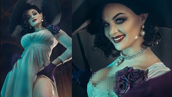 Danielle Denicola juga bisa tampil dengan sangat elegan mirip dengan vampir seksi Lady Dimitrescu. Foto: Danielle Denicola