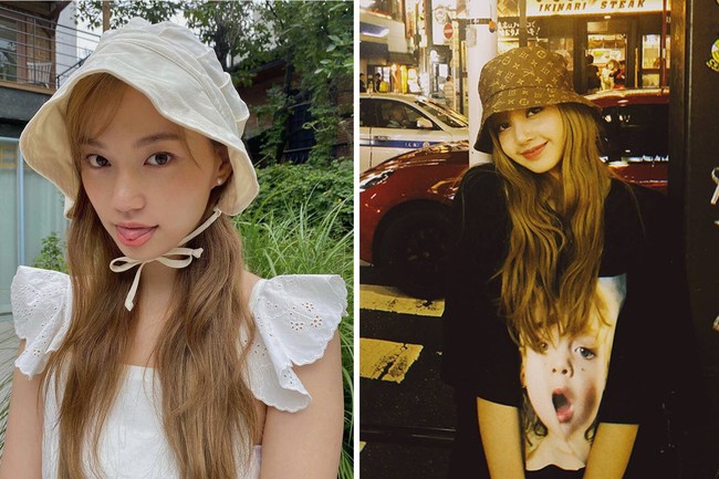 Gaya idol KPop ini membuktikan bucket hat dapat dipadukan dengan outfit kasual maupun feminin. Lisa BLACKPINK memilih untuk memadukan bucket hat koleksi Louis Vuitton dengan kaos simpel berwarna hitam. Sementara, Doyeon Weki Meki memadukan bucket hat yang dapat diikat dengan frilly dress. Foto: Instagram