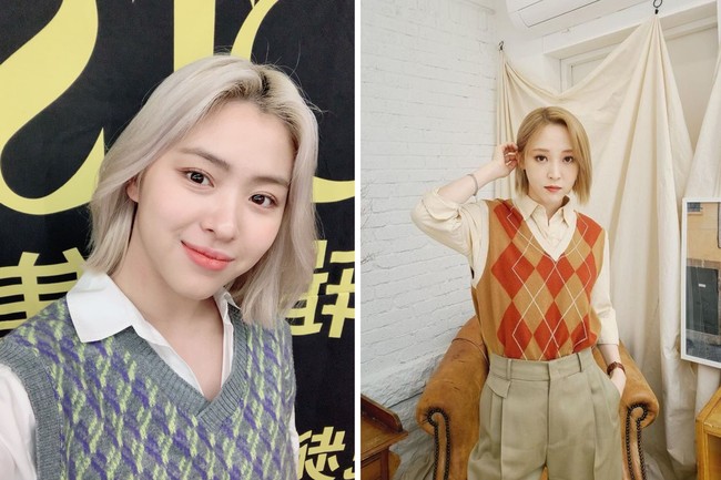 Rompi sweater yang dikenakan Ryujin ITZY dan Solar MAMAMOO tengah ‘booming’ sebagai tren fashion di 2021. Gaya idol KPop ini menambah kesan vintage pada kemeja polos dan tersedia dalam berbagai motif. Kamu bisa memilih rompi sweater berukuran oversize ataupun slim fit. Foto: Instagram