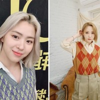 Rompi sweater yang dikenakan Ryujin ITZY dan Solar MAMAMOO tengah ‘booming’ sebagai tren fashion di 2021. Gaya idol KPop ini menambah kesan vintage pada kemeja polos dan tersedia dalam berbagai motif. Kamu bisa memilih rompi sweater berukuran oversize ataupun slim fit. Foto: Instagram