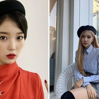 Topi baret yang dikenakan Rose BLACKPINK dan IU menambah kesan chic dan stylish pada outfit. Tak hanya hitam, aksesori klasik ini tersedia dalam berbagai warna seperti krem, maroon, hingga abu-abu. Gaya idol KPop dengan topi baret cocok untuk konsep preppy look dan vintage. Foto: dok. Tumblr, Instagram