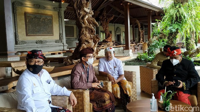 Menparekraf Sandiaga Uno menghadiri Rakerda PHRI Bali di Taman Dedari Restoran, Ubud, Gianyar, Kamis (11/2/2021) (Tim detikcom)