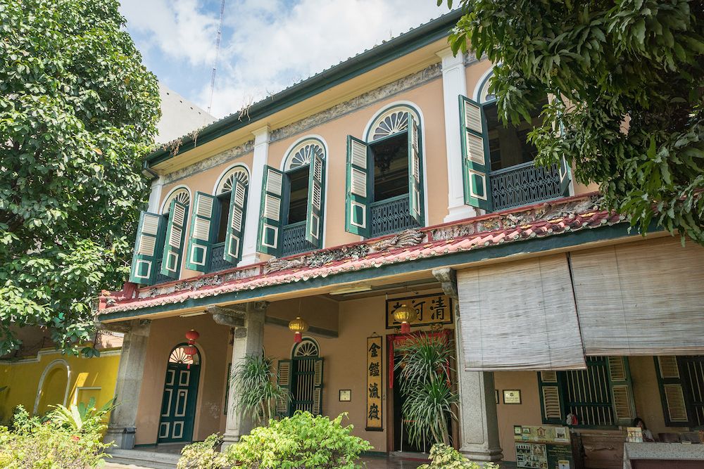 Medan, Indonesia - January 2019: Tjong A Fie Mansion entrance. The mansion is a two-story building in Medan, North Sumatra, built by Tjong A Fie and a popular tourist sight.