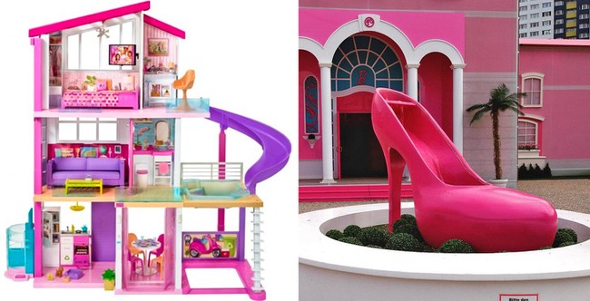 Jika kamu ingin memilii rumah seperti Barbie, maka kamu mungkin bisa mencontoh desain rumah yang satu ini. Rumah yang didominasi warna merah muda ini sering disebut Barbie, the Dreamhouse Experience. Foto: @Barbie DreamHouse / Amazon / @lo84redana / instagram