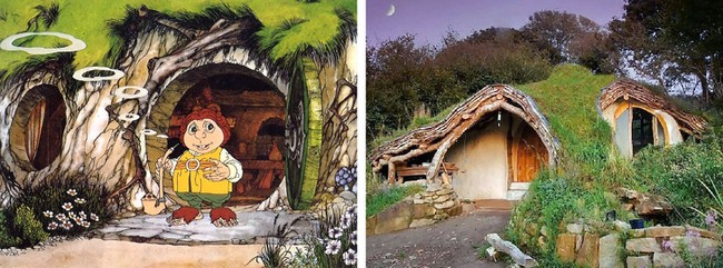Jika dilihat, rumah yang satu ini mirip dengan rumah Hobbit Hole. Tak hanya punya desain yang unik, rumah yang satu ini juga ramah lingkungan. Rumah ini terbuat dari serutan kayu, dinding batu, lumpur, dan jerami. Foto: @The Hobbit / Rankin / Bass / @Simon Dale