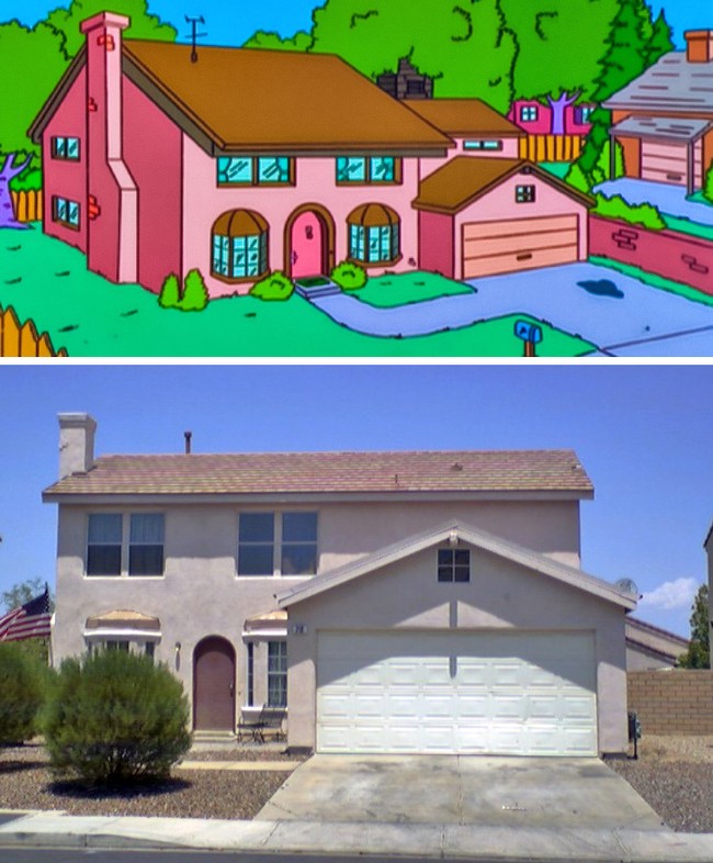 Rumah The Simpsons di kehidupan nyata ini dibangun pada tahun 1997. Rumah ini terletak di Nevada, Amerika Serikat. Foto: @The Simpsons House / Wikimedia Commons / @Scott Jones / Wikimedia Commons