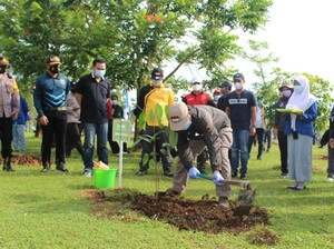 Hari Terakhir Jadi Gubernur Kalsel, Paman Birin Tanam Pohon di Kantor Setda