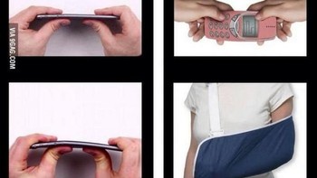 Kocak! Bukannya ponselnya yang patah tapi malah tangah. (Foto: Internet)  