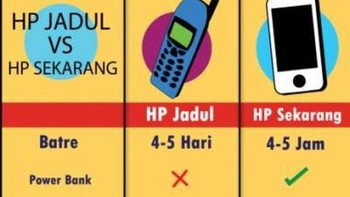 Bedanya pemakaian dulu dan sekarang. Ponsel jadul terkenal akan baterainya awet banget. (Foto: Internet)