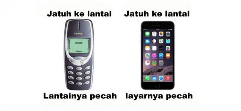 fotoinet meme ponsel jadul vs sekarang
