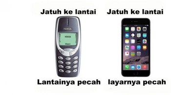 Beda kekuatan ponsel dulu dan sekarang dari segi ketahanan. (Foto: Internet) 