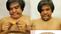 Double chin dimanfaatkan dengan baik oleh Anucha. Ia melukisnya menjadi cheeseburger yang menggugah selera.  Foto: Instagram lowcostcosplayth