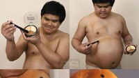 Cosplay jadi roti tak perlu kostum mahal. Anucha ‘menyulap’ perutnya menjadi roti sobek. Tinggal tambah make-up berwarna cokelat di sekelilingnya. Foto: Instagram lowcostcosplayth