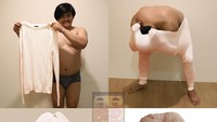 Menggunakan kaos putih panjang, Anucha bisa cosplay jadi ayam mentah lho. Mirip banget kan? Foto: Instagram lowcostcosplayth