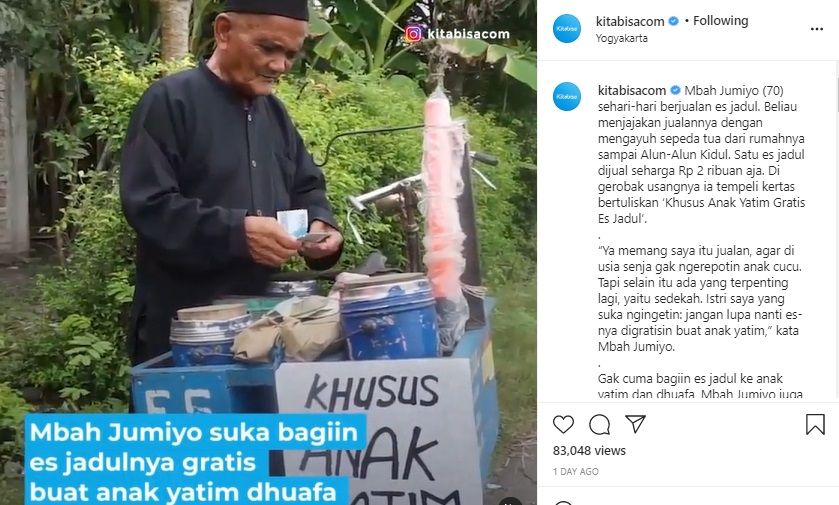 penjual es yang berikan gratis untuk anak yatim