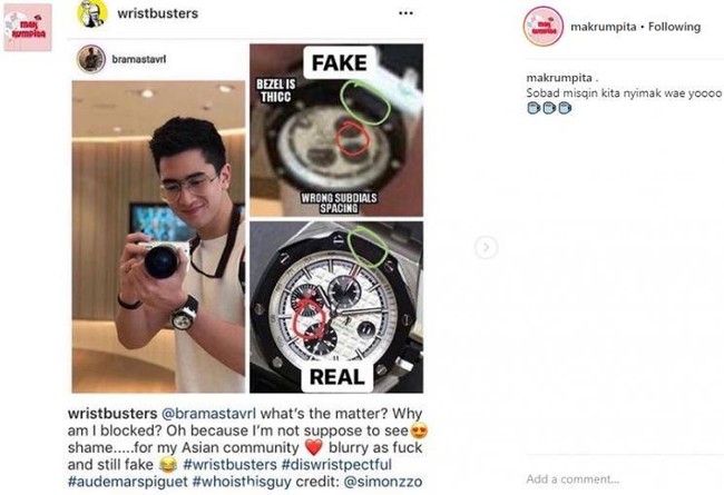 Hampir sama dengan Saaih, Verrel Bramasta juga pernah membuat heboh karena diduga mengenakan jam tangan mewah KW. Hal itu diungkapkan oleh akun Instagram @wristbusters yang kemudian kembali diunggah oleh akun gosip dan menjadi viral. Foto: Instagram