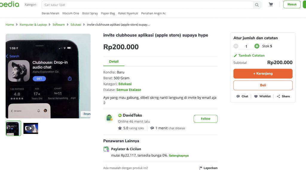 Clubhouse Tokopedia