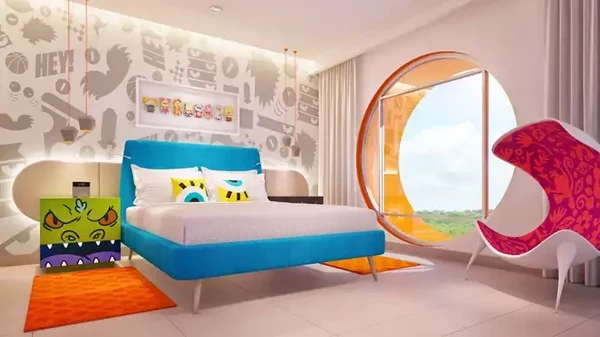 Resor ini akan dibuka di bulan Juni, namun pemesanan sudah dibuka dengan tarif mulai dari USD 1.542 atau Rp 21 juta per malam. (Nickelodeon Hotel & Resort) Resor ini akan dibuka di bulan Juni, namun pemesanan sudah dibuka dengan tarif mulai dari USD 1.542 atau Rp 21 juta per malam. (Nickelodeon Hotel & Resort)