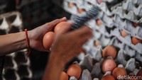 Telur-telur dibersihkan dari kotoran sebelum dikirim ke berbagai tempat di Indonesia.
