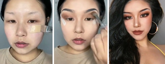 Meski begitu tampilan glamour dengan eyeshadow berat dan lipstik gelap juga tetap disukai beberapa wanita. Foto: Dok. Bored Panda/Instagram @asian.makeup_
