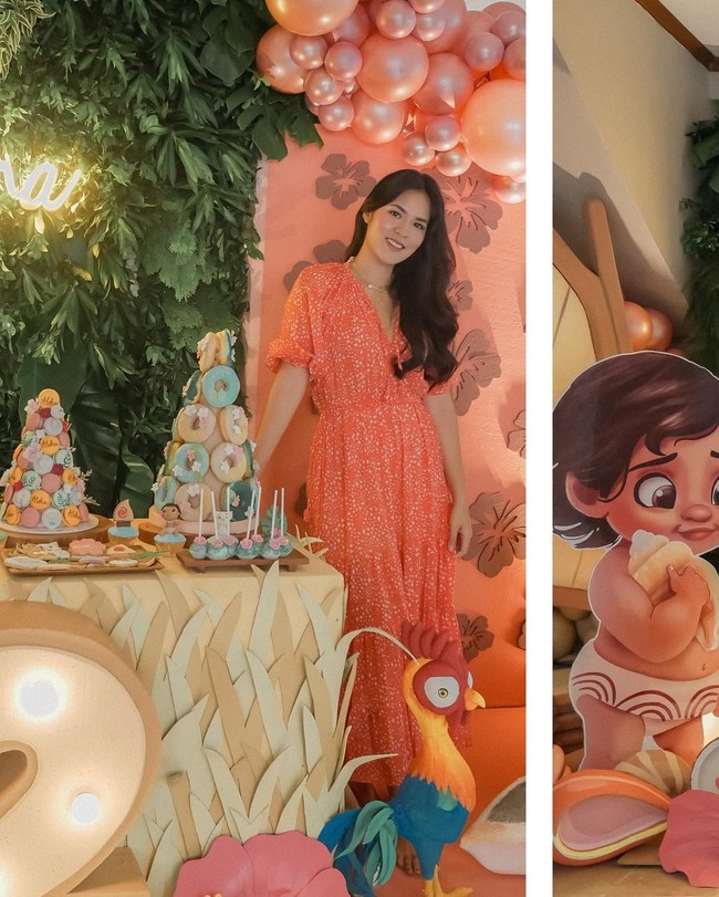 Dengan bantuan party planner Little Thoughts Planner, Raisa dan Hamish Daud menghadirkan suasana tropis Hawaii ala Moana di pesta Zalina. (Foto: Instagram/@raisa6690)