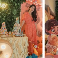 Dengan bantuan party planner Little Thoughts Planner, Raisa dan Hamish Daud menghadirkan suasana tropis Hawaii ala Moana di pesta Zalina. (Foto: Instagram/@raisa6690)