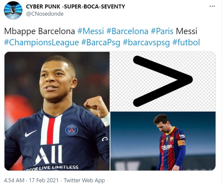 Meme Barca Digilas PSG, Mbappe Bikin KO Messi