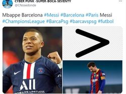 Meme Barca Digilas PSG, Mbappe Bikin KO Messi
