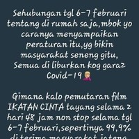Ada yang minta sinetron Ikatan Cinta ditayangin non-stop selama dua hari supaya betah di rumah. Ada yang setuju sama idenya?Foto: Twitter.com/negabod