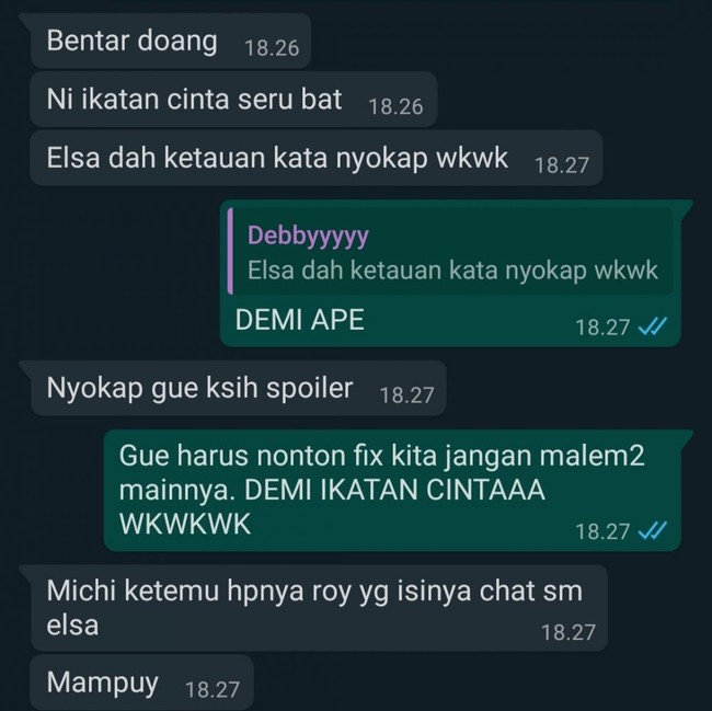 Sekarang ada yang lebih menarik dari main bareng teman, yaitu nonton Ikatan Cinta. Nggak cuma emak-emak, anak muda juga sudah terjangkit demam sinetron Ikatan Cinta. Foto: Twitter.com/nanditasw