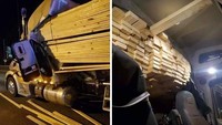 Bisa bayangkan jika truk ngerem mendadak, balok-balok kayu ini akan menghantam kepal sopir bahkan menghancurkan kaca depannya?