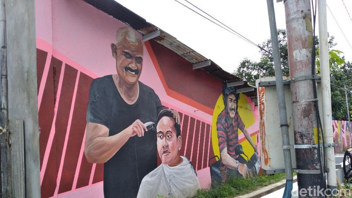 Mural FX Hadi Rudyatmo mencukur rambut Gibran Rakabuming Raka mejeng di Solo