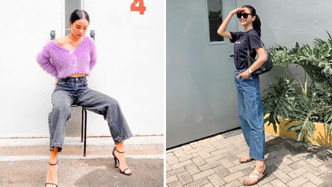 Inilah gaya santai Ayya Renita dan Glenca Chysara. Keduanya sama-sama menggunakan celana jeans.  Foto: Instagram