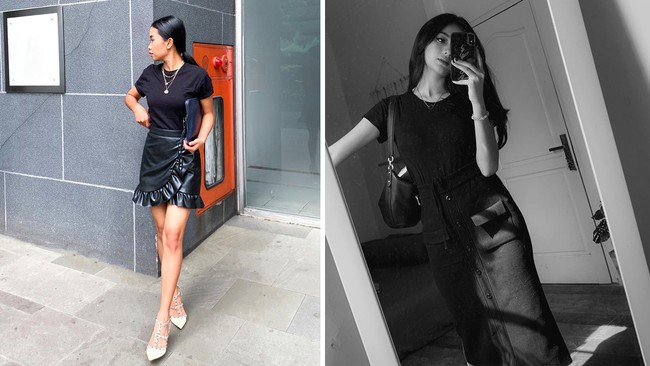 Sama-sama pakai rok dan kaus hitam, kedua pesinetron ini aslinya selalu tampil stylish.  Foto: Instagram