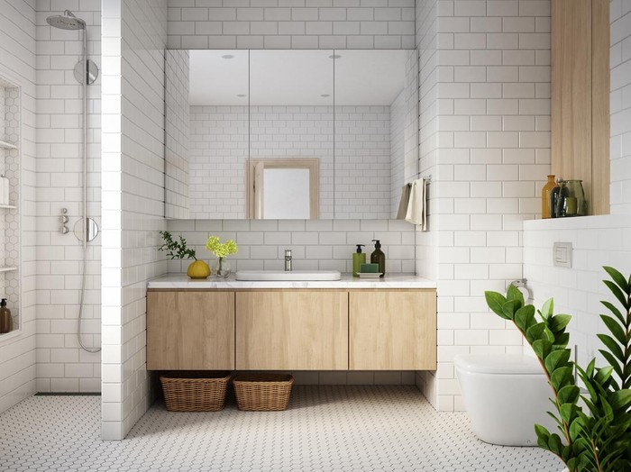 Modern Bathroom Interior stock photo - 3d render