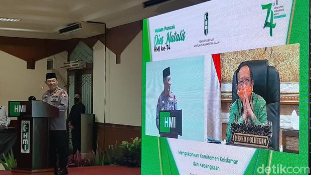 Kapolri saat menghadiri Dies Natalis HMI (Fathan/detikcom)