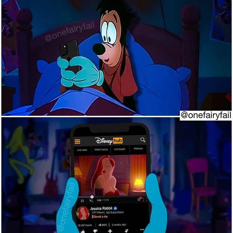 Karakter Disney pakai gadget