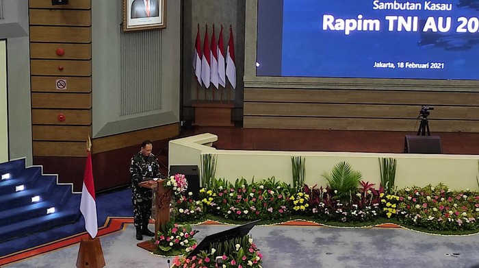 KSAU Marsekal TNI Fadjar Prasetyo saat Rapim TNI AU (Foto: Azhar/detikcom)